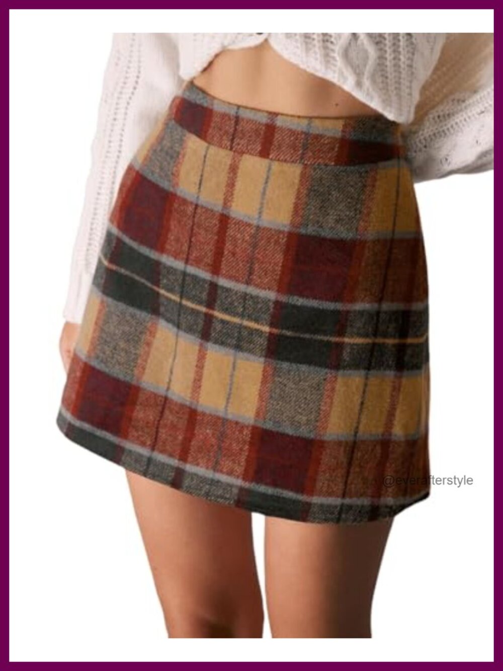 RIHOAS High Waist A-Line Plaid Mini Pencil Skirt Wool Blend Fall Winter